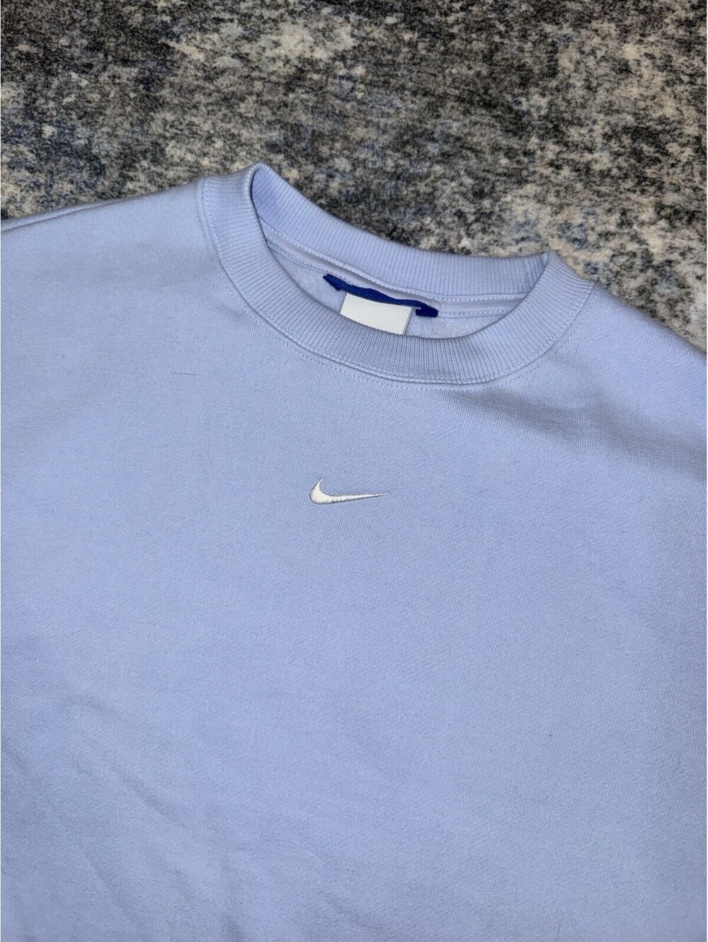 Nike Studio Fleece Womens Medium Oversized Sweatshirt Light Blue Swoosh